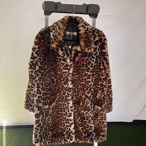 Tyler Boe faux fur leopard coat size small